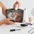 thumbnail image 6 of Toiletry Bag, Romantic Flower Fox Couple Leather Waterproof Travel Makeup Cosmetic Bag Organizer, Large Capacity Toiletry Bag for Travel Size Toiletries, Skin Care Bag for Women, 6 of 8