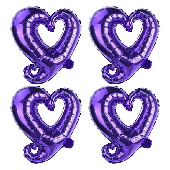 MXTPOV 4pcs Heart Balloons, Purple Balloons, Foil Balloons for Birthday Wedding Party, Valentines Day Decorations, Christmas Balloons, Happy Birthday Balloon, Home Decor