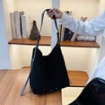 thumbnail image 3 of HUISZJ Retro Suede Shoulder Bag, PU Leather Slouchy Handbag, Large Capacity Tote Bag for Women Travel Work (Black), 3 of 10