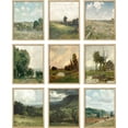 thumbnail image 2 of PixonSign Framed Canvas Print Wall Art Set - Vintage Nature Wilderness Landscape Posters - Set of 9 Botanical Countryside Farmhouse Decor Retro Pastel Wall Décor for Rooms - 11"x14" Natural, 2 of 5