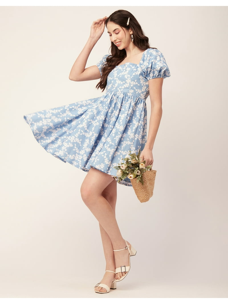 Moomaya Women Printed Flared Mini Dress Square Neck Puff Sleeves Cotton Short Dress - Walmart.com Moomaya Women Printed Flared Mini Dress Square Neck Puff Sleeves Cotton Short Dress - Walmart.com