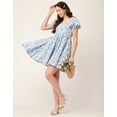 thumbnail image 4 of Moomaya Women Printed Flared Mini Dress Square Neck Puff Sleeves Cotton Short Dress, 4 of 8