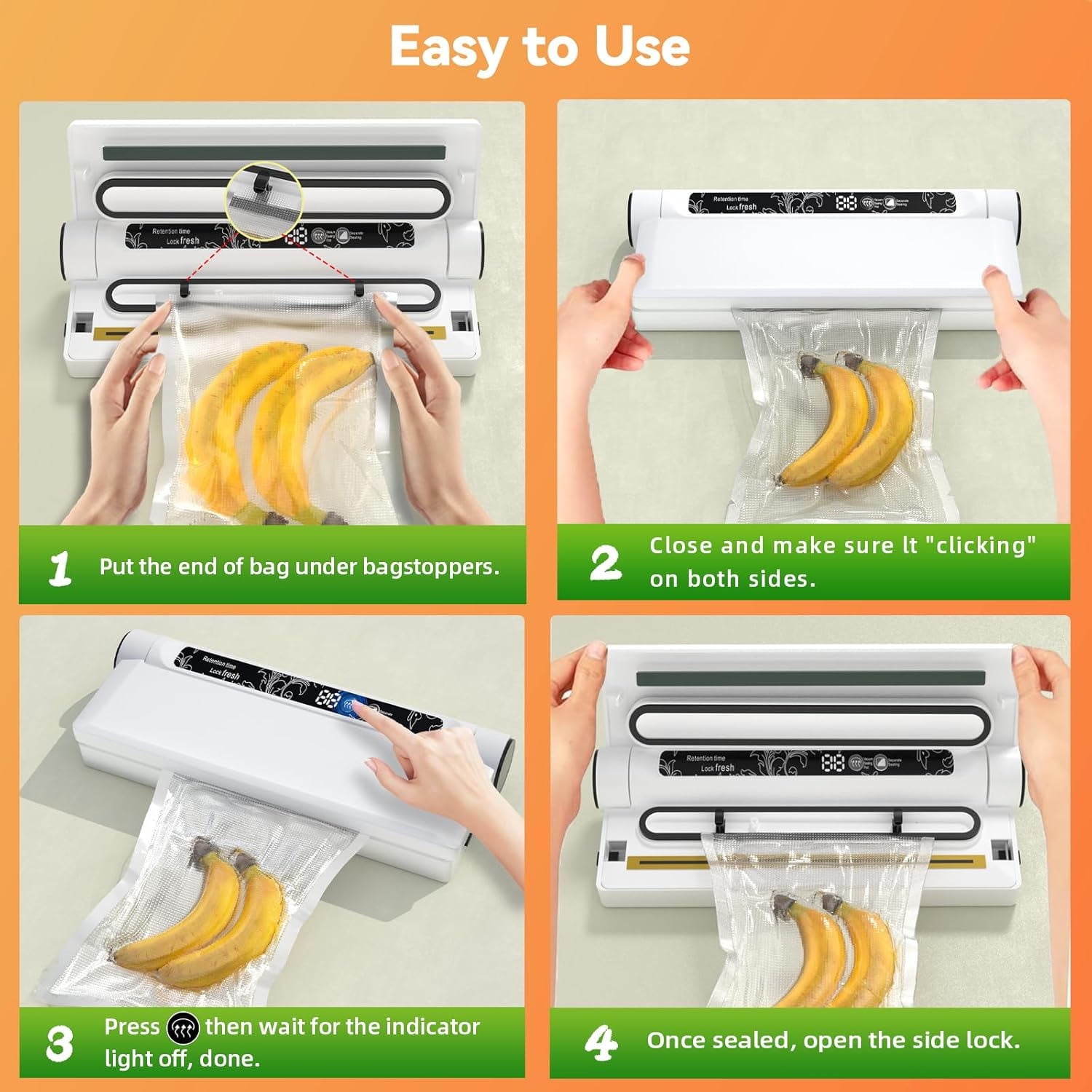 Vacuum Sealer, Food Saver Vacuum Sealer Machine, With 20 Food Preservation Bags One-touch Automatic Vacuum Sealer for Food, Digital Display Vacuum Sealing and Independent Sealing Function