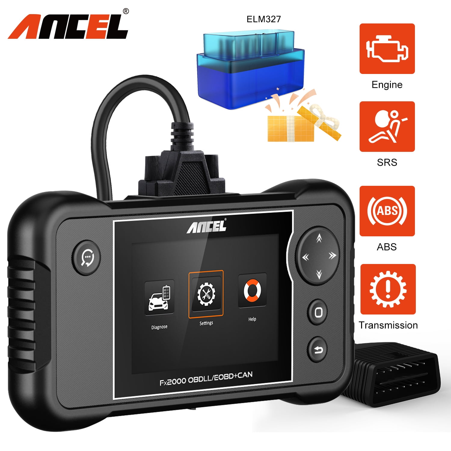 ANCEL FX2000 OBD2 Scanner Engine SRS ABS Transmission 4 System Diagnosis Code Reader Turn off MIL OBDII Diagnostic Scan Tool Full OBD2 Function OBD
