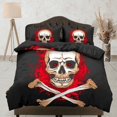 thumbnail image 1 of Ropa de cama de Halloween Flaming Cráneo Negro Funda Nórdica Set Colcha, Dormitorio Ropa de cama, 1 of 4
