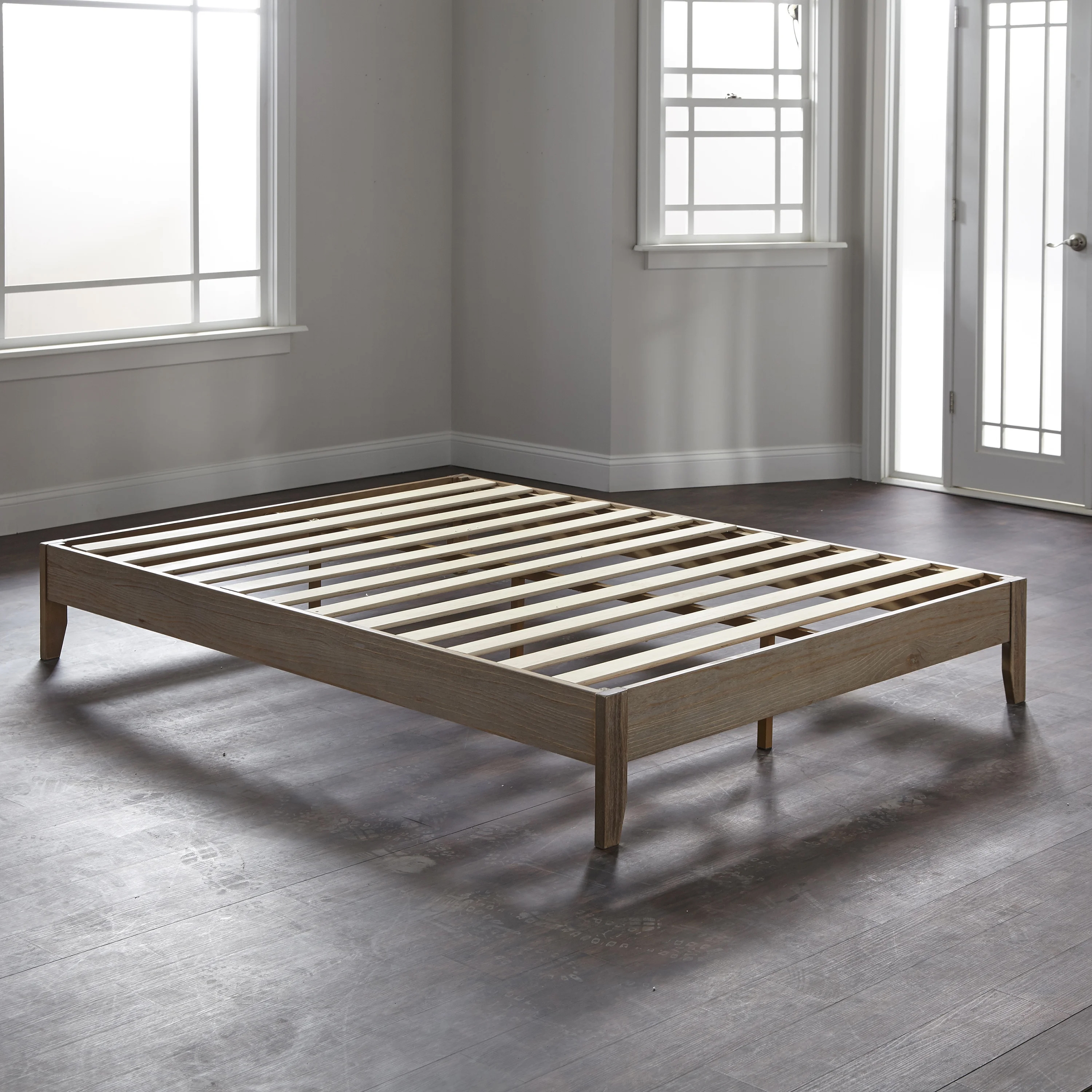 TMS Match Full Wood Platform Bed, Natural Rustic Finish