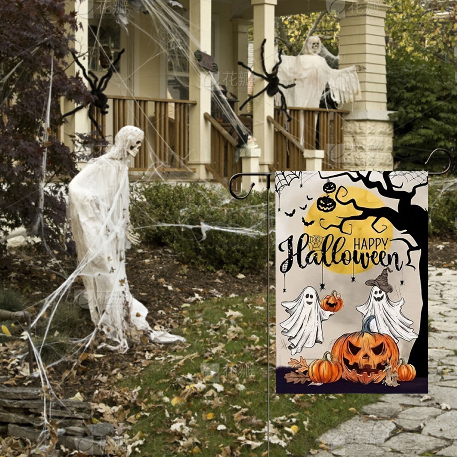 Whispers of Halloween Magic: The Enchanting Elegance and Festive Charm of the Garden Flag Pendant Halloween Decoration Hanging Flag