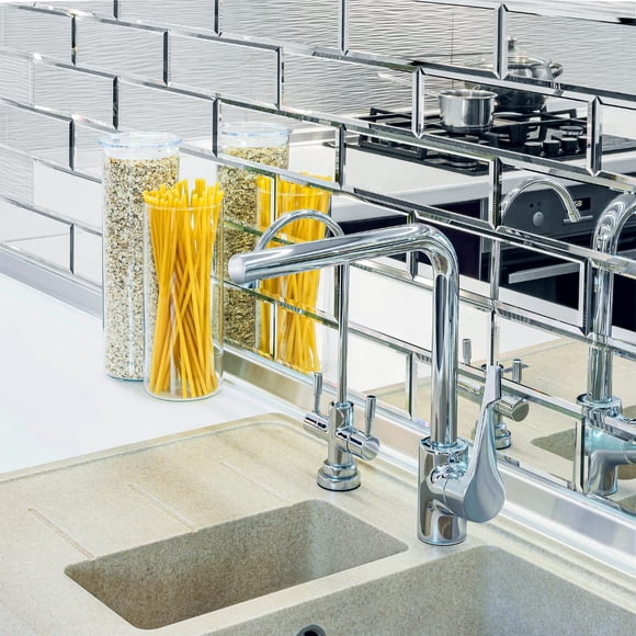 Tilebay 10 piezas de azulejos tipo subway con espejo de 3" x 10" autoadhesivos peel & stick