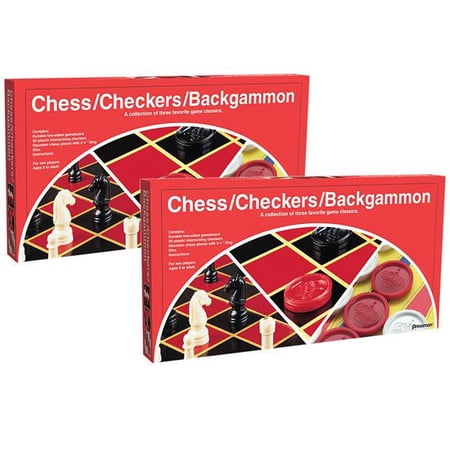 Chess Checkers & Backgammon Board Game Multi Color - Case of 2