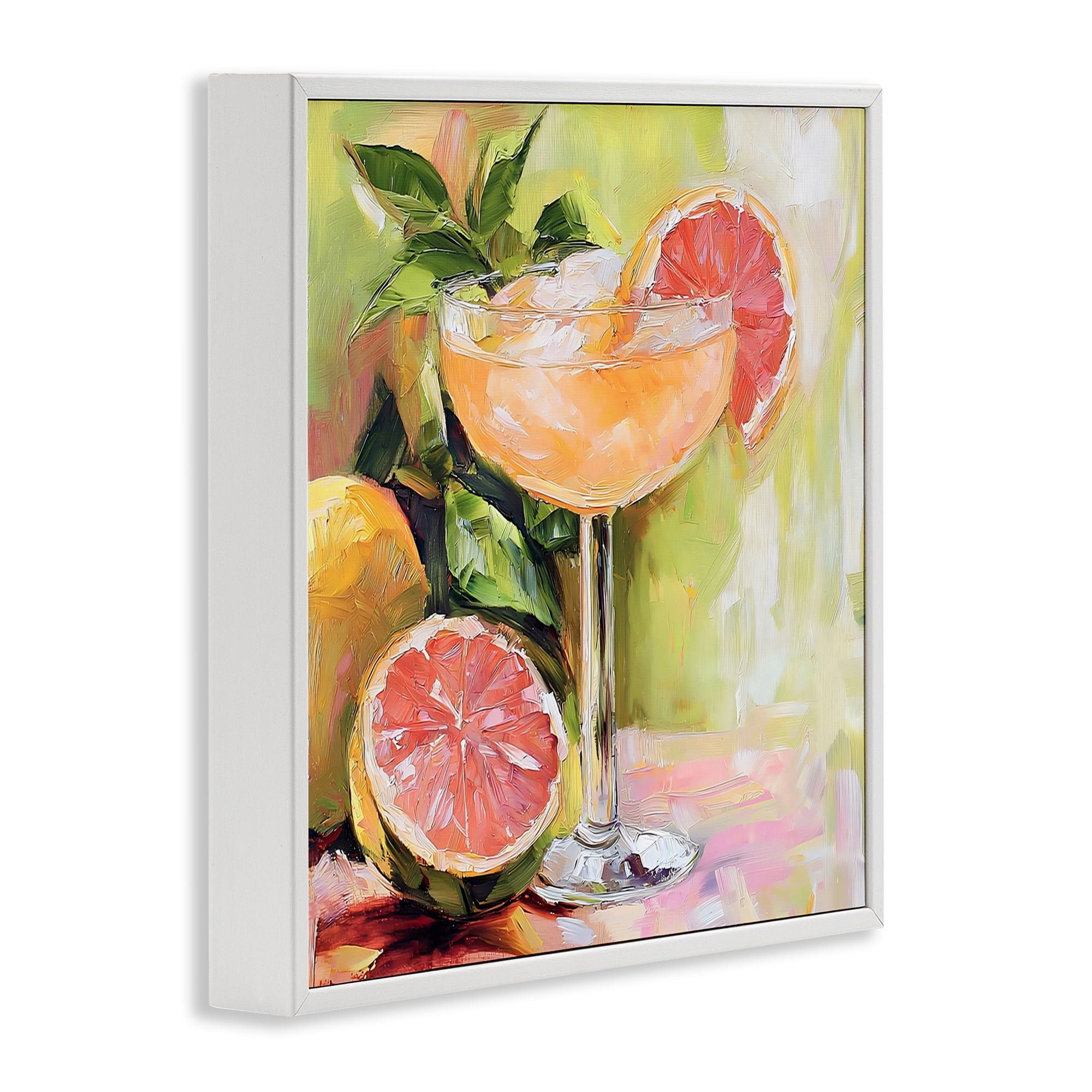 Stupell Industries Grapefruit Summer Cocktail White Framed Giclee Art, design by Riley B
