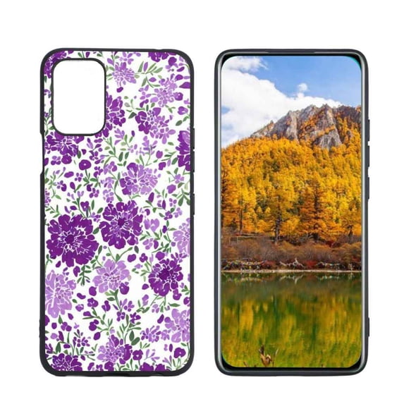 Compatible with LG K62 Phone Case, Purple-Floral-3 Case Men Women, Flexible Silicone Shockproof Case for LG K62
