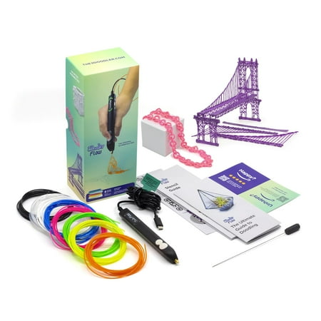 3Doodler - Flow 3D Printing Pen for Teens, Adults & Creators! With Free Refill Filaments + Stencil Book + Getting Started Guide - Black