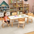 thumbnail image 3 of Infans Kids Height Adjustable Table and 4 Chairs Set with Graffiti Desktop Natural, 3 of 7
