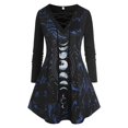 thumbnail image 1 of Luna impresa con encaje en frente superior Top Top Rosegal Mangas largas de talla grande, 1 of 5
