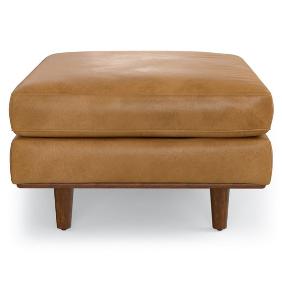 Morrison 33 inch Wide Mid-Century Modern Table Ottoman in Sienna Top Grain Genuine Leather