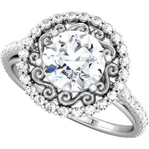 Pompeii 1 3/4ct Halo Diamond Vintage Ring 14K White Gold (G/H,SI2)