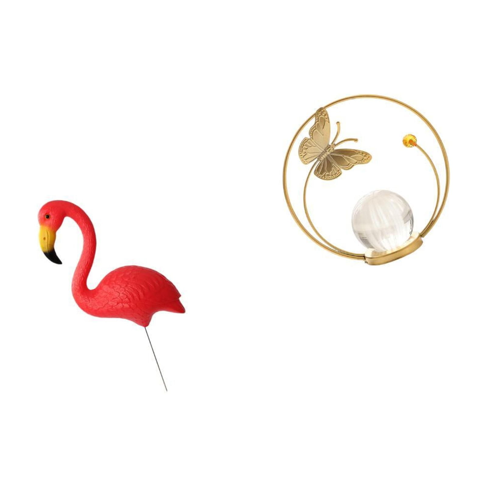 Miulika Flamingo Crystal Garden Sculpture Metal Figurine Ornament Statue Stand for Holiday Spring Yard Art Indoor Outdoor Decor Bedroom Living Room Office