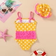 thumbnail image 6 of Happy Town Toddler Girls Clothes 0-24M One-Piece Swimsuit with Hat 2-Piece Summer Swimwear for Girls, 6 of 8