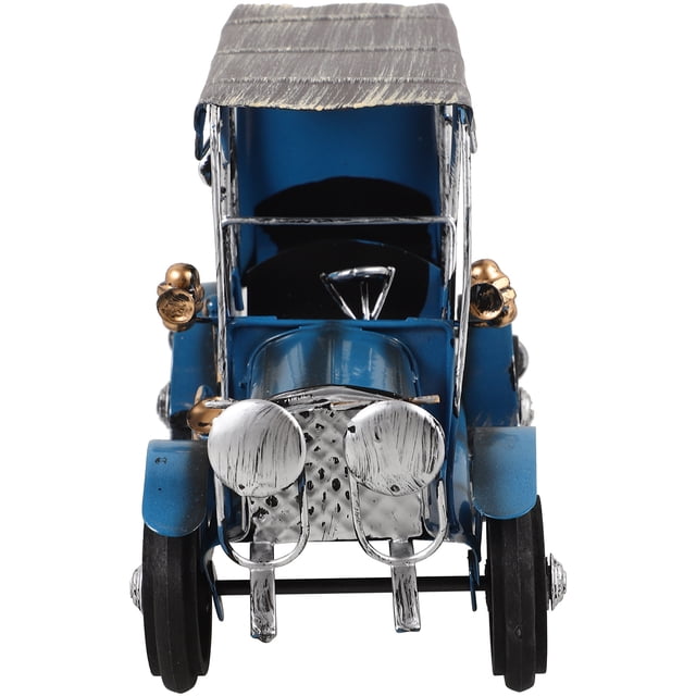 Modelo de coche antiguo de metal, decoración para el hogar, adornos artesanales hechos a mano, colecciones, vehículos, juguetes, accesorios de fotografía (azul)