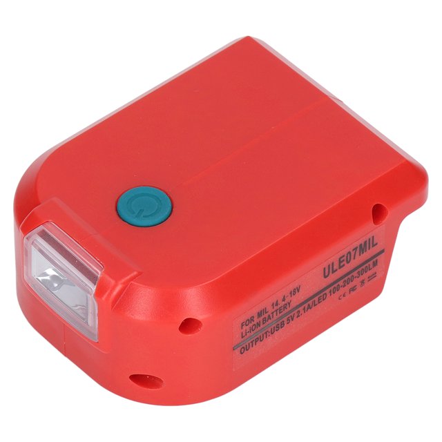 Adaptador de batería Convertidor de energía Cargador Herramienta USB dual con luz LED para 14,4-18 V