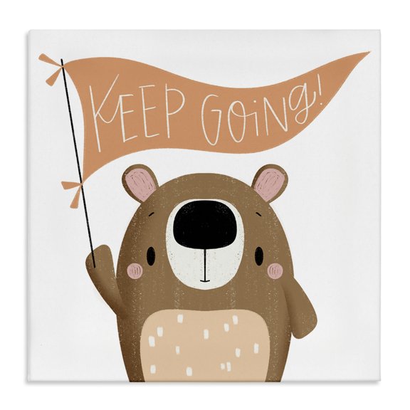 Stupell Industries Contemporary Motivational Bear Keep Going Canvas Art, 17 x 17, by Sarah Hickman