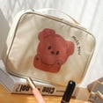 thumbnail image 2 of Bolsa de maquillaje de viaje, bolsa de aseo de almacenamiento bonita de dibujos animados, bolsa de cosméticos de mano portátil para lavado de viaje, maquillaje, color beige cremoso, 2 of 5