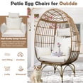 thumbnail image 3 of LFCREATOR Wocker, Steel Egg Hanging Chair with Stand and Cushions, Coffee, 3 of 8