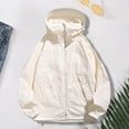 thumbnail image 2 of Vinsonshop Hooded Raincoat for Women Waterproof Windbreaker Lightweight Colorblock Hiking Jacket Outdoor Athletic Activewear Zip Up Gorpcore Utility Streetwear White M, 2 of 5