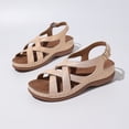 thumbnail image 2 of SACFOF Women's Beach Criss Cross Low Wedge Shoes Summer Dressy Platform Flats Buckle Ankle Strap Open Toe Wedges Walking Comfy Casual Buckle Sandals, 2 of 6