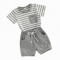 thumbnail image 4 of kpoplk Toddler Kids Boys Clothes 3T-5T 2Pcs Summer Outfits Short Sleeve T-Shirt and Casual Shorts Dinosaur Truck Print(Grey,0-6 M), 4 of 4