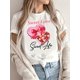 thumbnail image 1 of Camiseta informal para mujer con estampado de corazón y caja de regalo de chocolate, manga corta, cuello redondo, tejido de punto transpirable, corte holgado para primavera/verano., 1 of 6