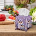 thumbnail image 4 of POLERO Suqare Tissue Box Holder, 5.1"X5.1"X5.5" Waterproof Tissue Box Cover PU Leather Facial Organizer for Dresser Bathroom Home Decor (Cute Owl Floral), 4 of 7
