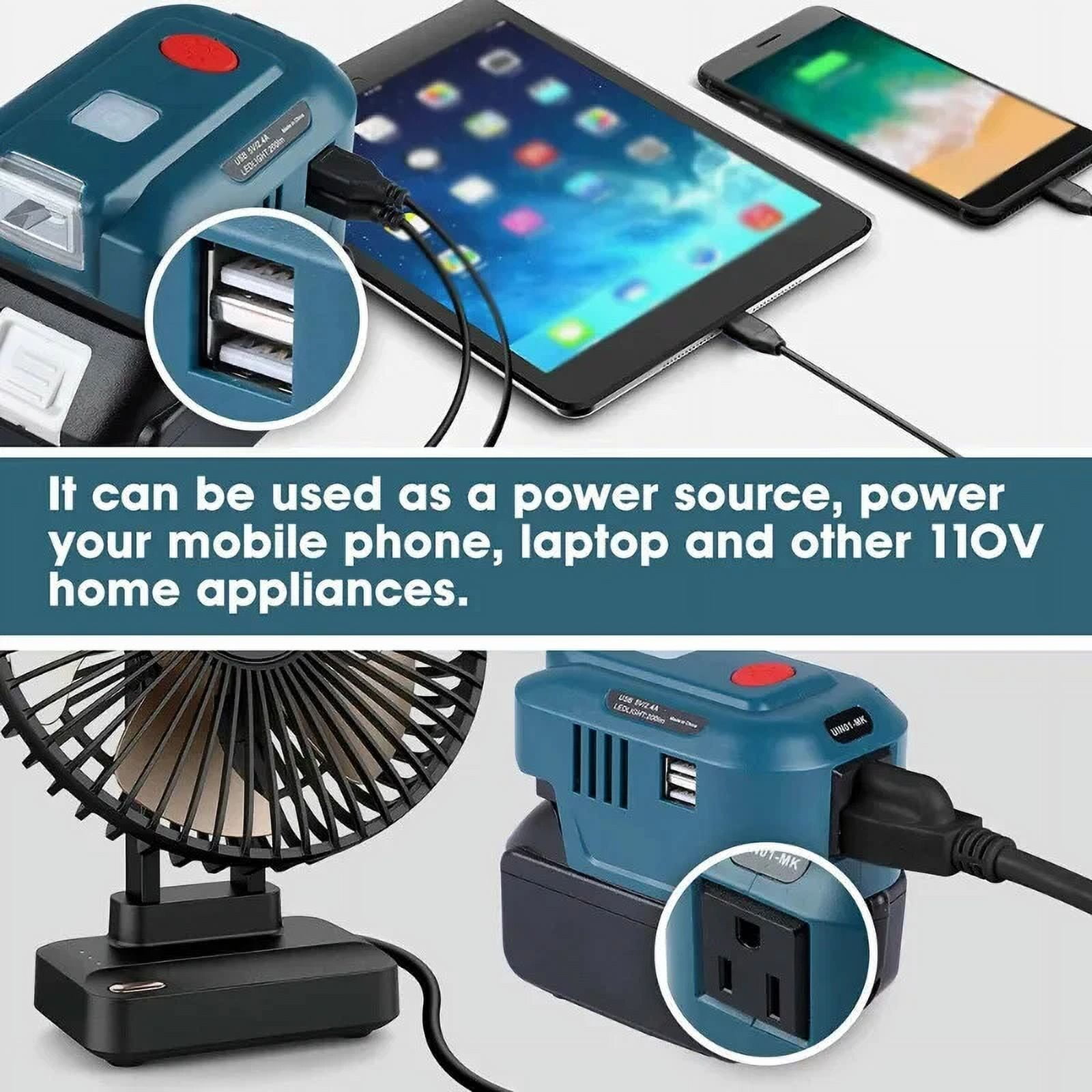 Power Source for Makita 18V Li-ion Battery Inverter Generator with Light USB
