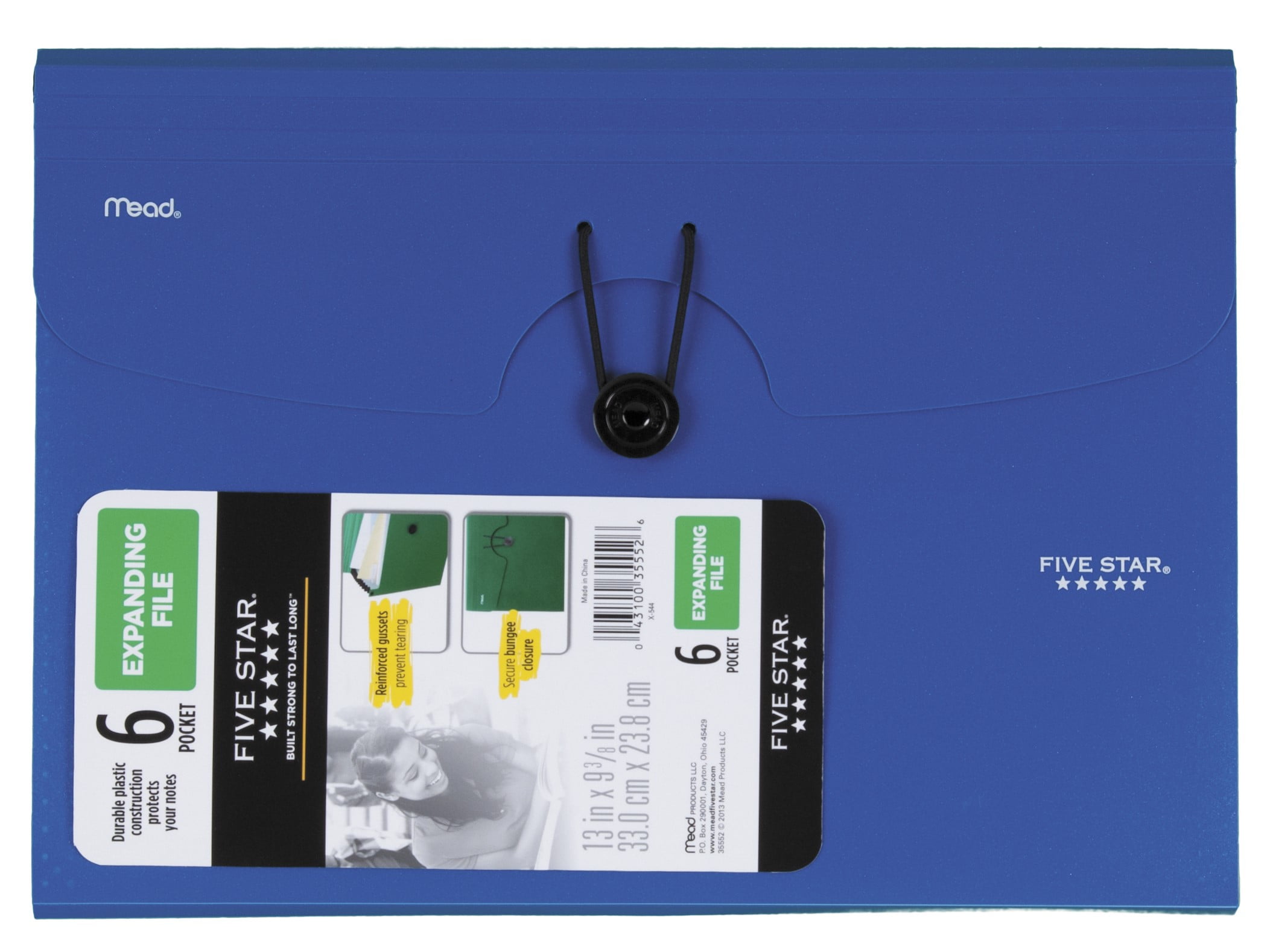 Five Star 6Pocket Expanding File Organizer, Plastic Expandable Letter Size File Folders with