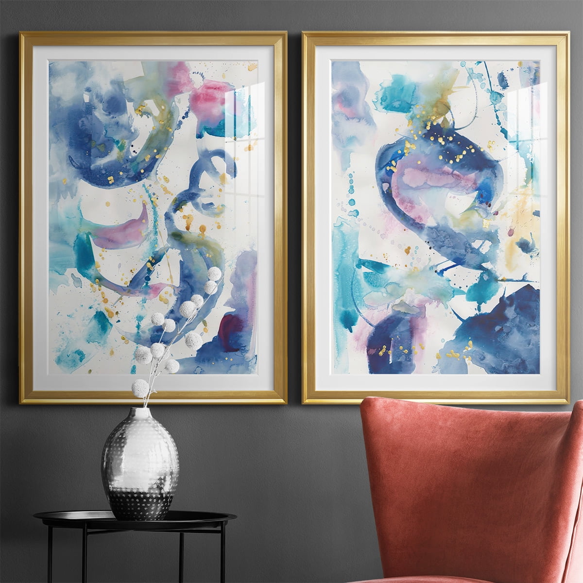 Wexford Home Fiesta I Premium Framed Print, 26.5" x 36.5" - Ready to Hang, Gold (Set of 2)