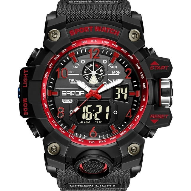 Explojoy Men's Watches Sports Outdoor Waterproof Military Wrist Watch Date Multi Function Tactics LED Alarm Stopwatch