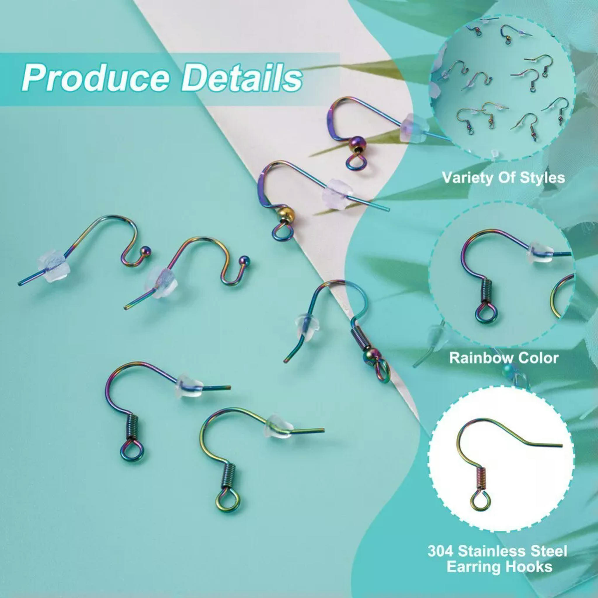 EOEMY 1 Box Stainless Steel French Earring Hooks With Jump Rings And Ear Nuts Diy Kit