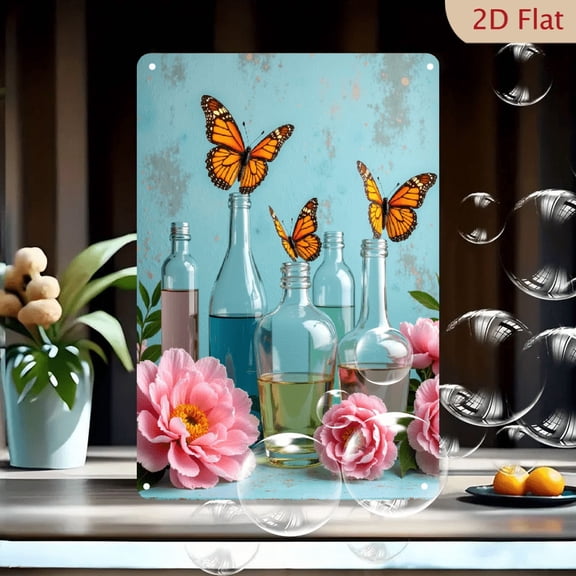Vintage Art Tin Sign Butterfly Wall Decor Sign for Backyard Garage Office Room 8x12 inch