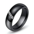 thumbnail image 3 of 6mm Black/White Ceramic Wedding CZ Band Men's Women's Engagement Ring Size 6-10, 3 of 6