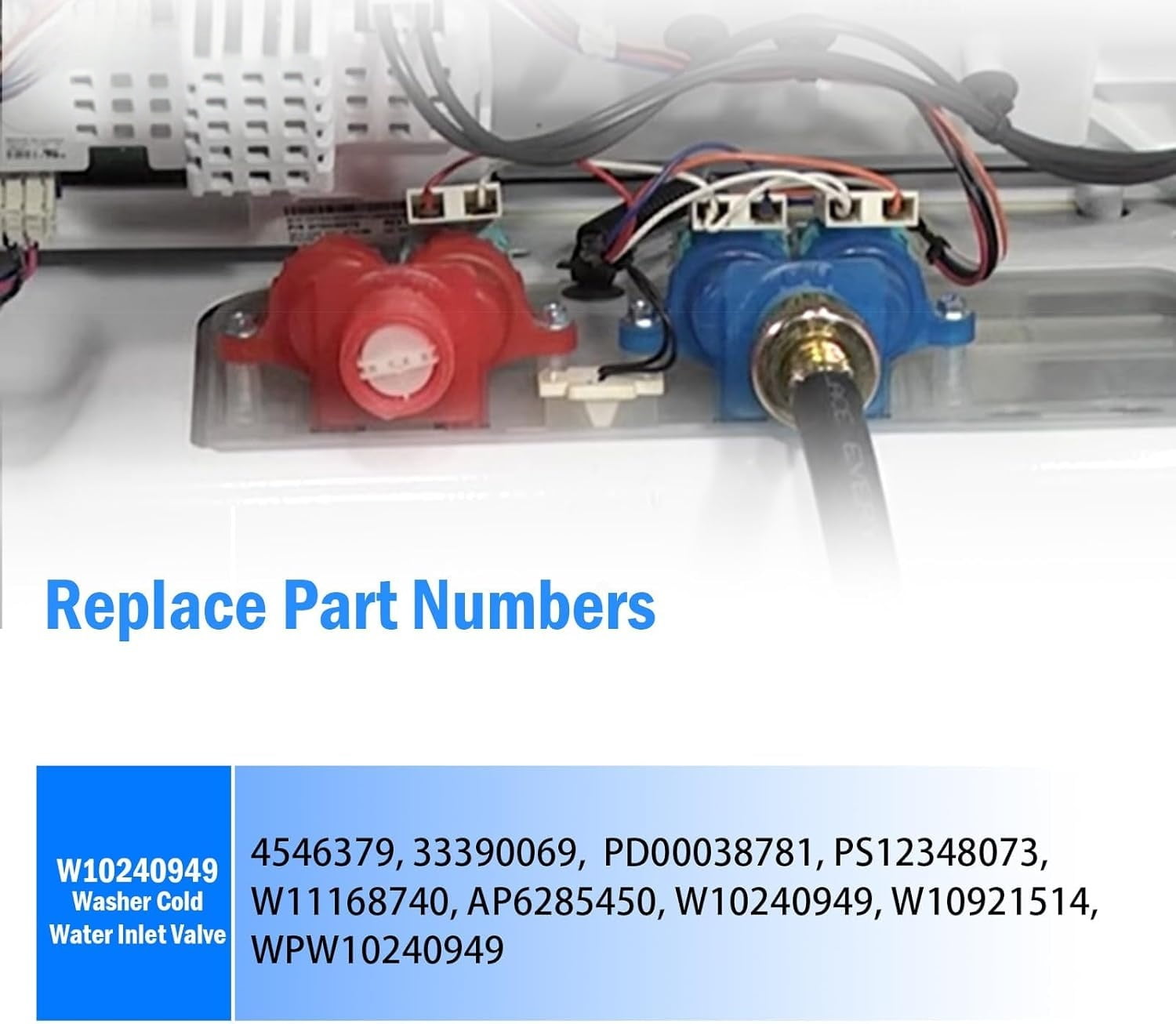 ABCISI W11168740 W10240949 Washer Cold Water Inlet Valve Replaces W10921514 ap6285450 4546379 Fit for whirl-pool ken-more may-tag Clothes Washer MVWX655DW1 WTW5700XW3