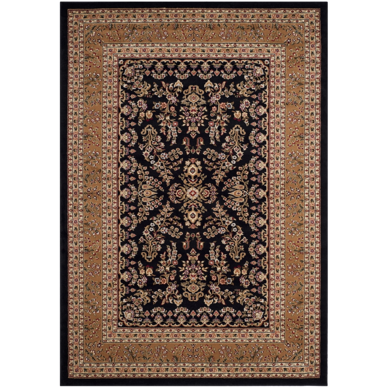 SAFAVIEH Lyndhurst Isadora Traditional Bordered Area Rug, Black/Tan, 8' x 8' Round