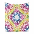 thumbnail image 1 of Ethnic Soft Flannel Fleece Blanket, Abstract Ombre Vivid Rainbow Colored Mandala Tie Dye Effect Flower Kids Hippie Print, Cozy Plush for Indoor and Outdoor Use, 50" x 60", Multicolor, by Ambesonne, 1 of 6