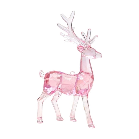 1PC Plastic Christmas Reindeer Ornaments Clear Deer Figurines Table Top Decorations Transparent Reindeer Xmas Tree Topper, Deer Sculpture for Holiday Party,3.1x2x5.9 Inch