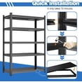 thumbnail image 7 of 40" W Garage Shelving,5-Tier Heavy Duty Shelving Unit,3000LBS Adjustable Metal Storage Shelves,Storage Rack Units for Industrie,Shed,Warehouse,Basement,Black,20"D x 40"W x 72"H, 7 of 7