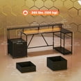 thumbnail image 2 of 76" L-Shaped Gaming Desk with RGB LED Lights, Reversible Computer Table with USB Ports, Monitor Stand & 2 Fabric Drawers, Black Particleboard & Steel Desk for Home Office, 2 of 7