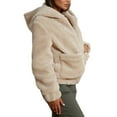 thumbnail image 3 of FANCYINN Womens Teddy Hooded Fleece Jackets & Coats Faux Fur Furry Lapel Zip Up With Pockets Warm Winter Apricot S, 3 of 7