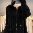 thumbnail image 3 of Suéter de lana merino 100 % para mujer, nuevo cárdigan con cuello redondo y capucha, camisa de punto de base cálida de color sólido a la moda para otoño/invierno, 3 of 5