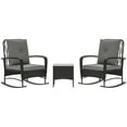 thumbnail image 1 of Outsunny Bistro Set with Rocking Chairs, Wicker Patio Furniture Set, Grey, 1 of 10