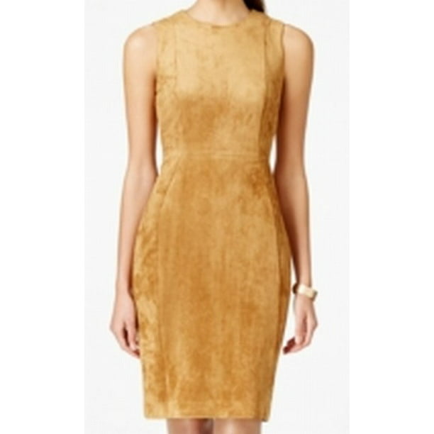 Calvin Klein NEW Nutmeg Brown Womens Size 12 Faux Suede Sheath Dress -  