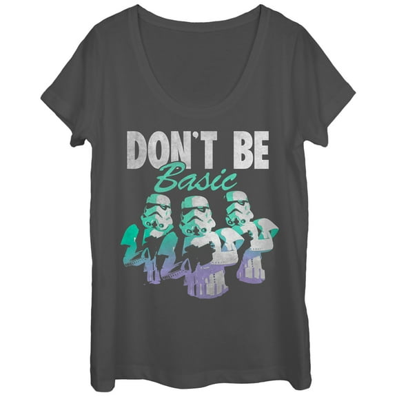 Women's Star Wars Stormtroopers Don't Be Basic  Scoop Neck Charcoal Medium